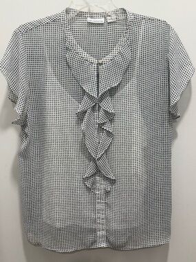 Chicos Cardigan plus Liz Polka Dot Summer Blouse, Size XL